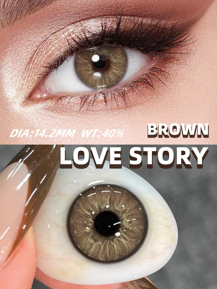 JARWAWA 1 Pair Monthly Korean Natural Big Eyes Colored Contact Lenses Brown Blue Prescription Pupil Lens For Beauty Makeup