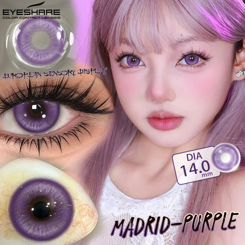EYESHARE Anime Purple Lenses Color Contact Lenses for Cosplay Pink Cute Contact Red Lenses for Halloween Blue Colored Pupils Y2K