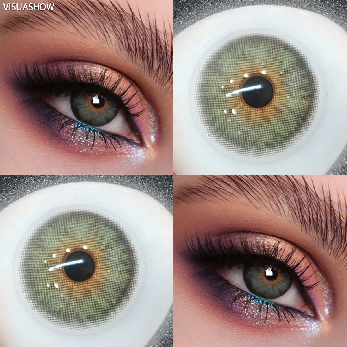 Visuashow Cleopatra Blue Colored Contact Lenses 2Pcs Half Year 14.2mm Small Pupil Natural Cosmetic Lenses Daily Makeup For Women