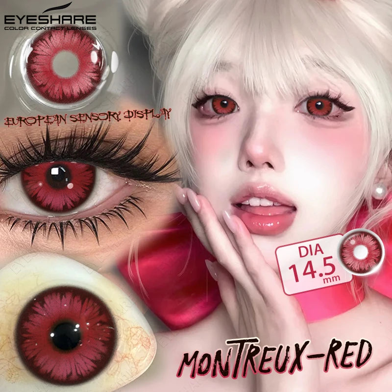 EYESHARE Anime Purple Lenses Color Contact Lenses for Cosplay Pink Cute Contact Red Lenses for Halloween Blue Colored Pupils Y2K