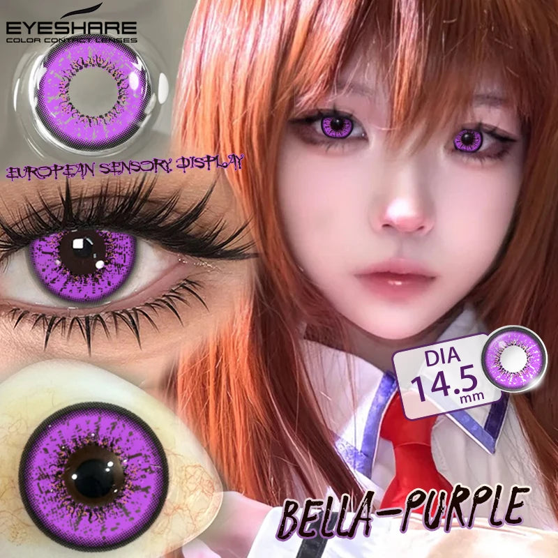 EYESHARE Anime Purple Lenses Color Contact Lenses for Cosplay Pink Cute Contact Red Lenses for Halloween Blue Colored Pupils Y2K