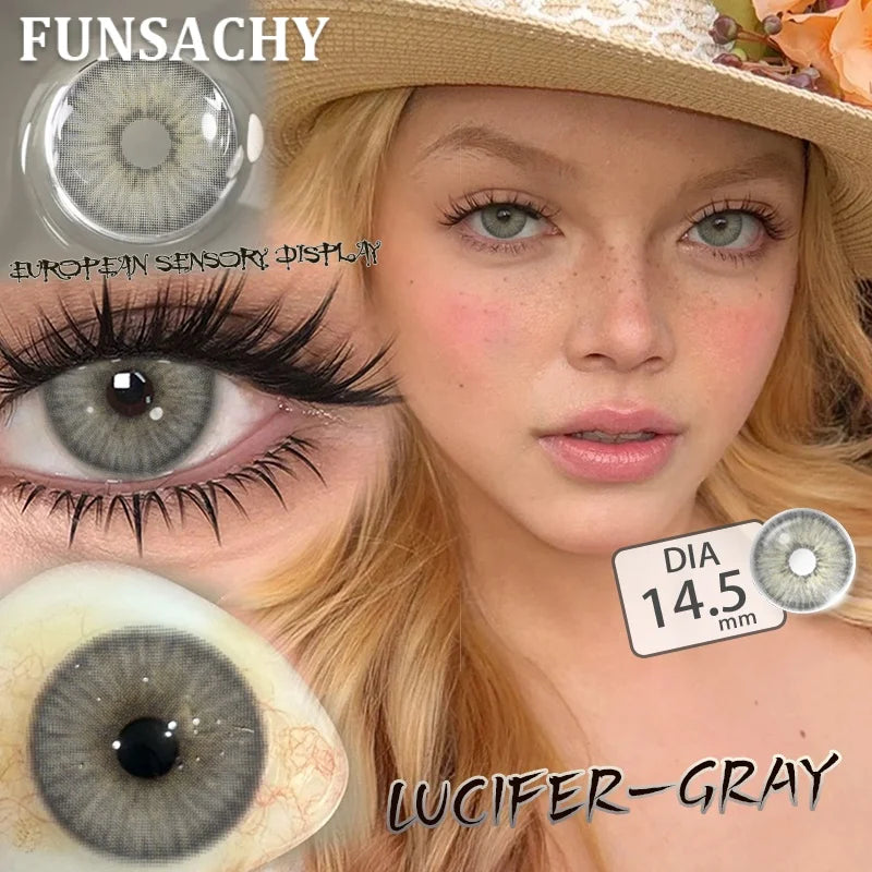 FUNSACHY 2pcs Natural Red Contact Lenses Beauty Pupils Colored Contact Lenses for Eyes Grey Blue Eye Korean Lens Women Yearly