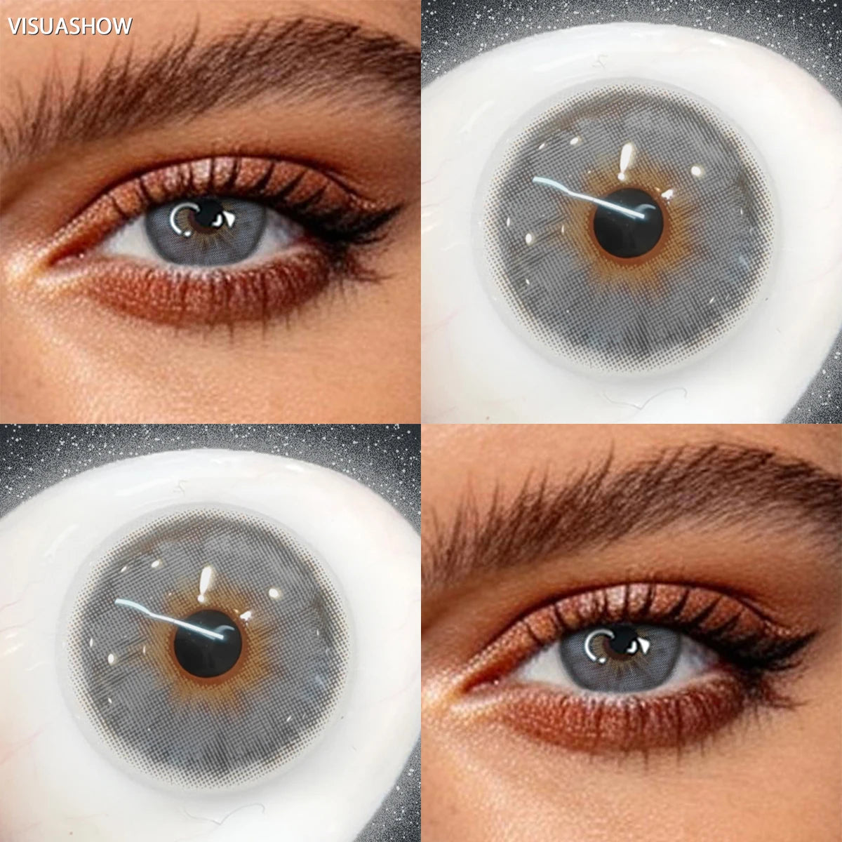Visuashow Cleopatra Blue Colored Contact Lenses 2Pcs Half Year 14.2mm Small Pupil Natural Cosmetic Lenses Daily Makeup For Women