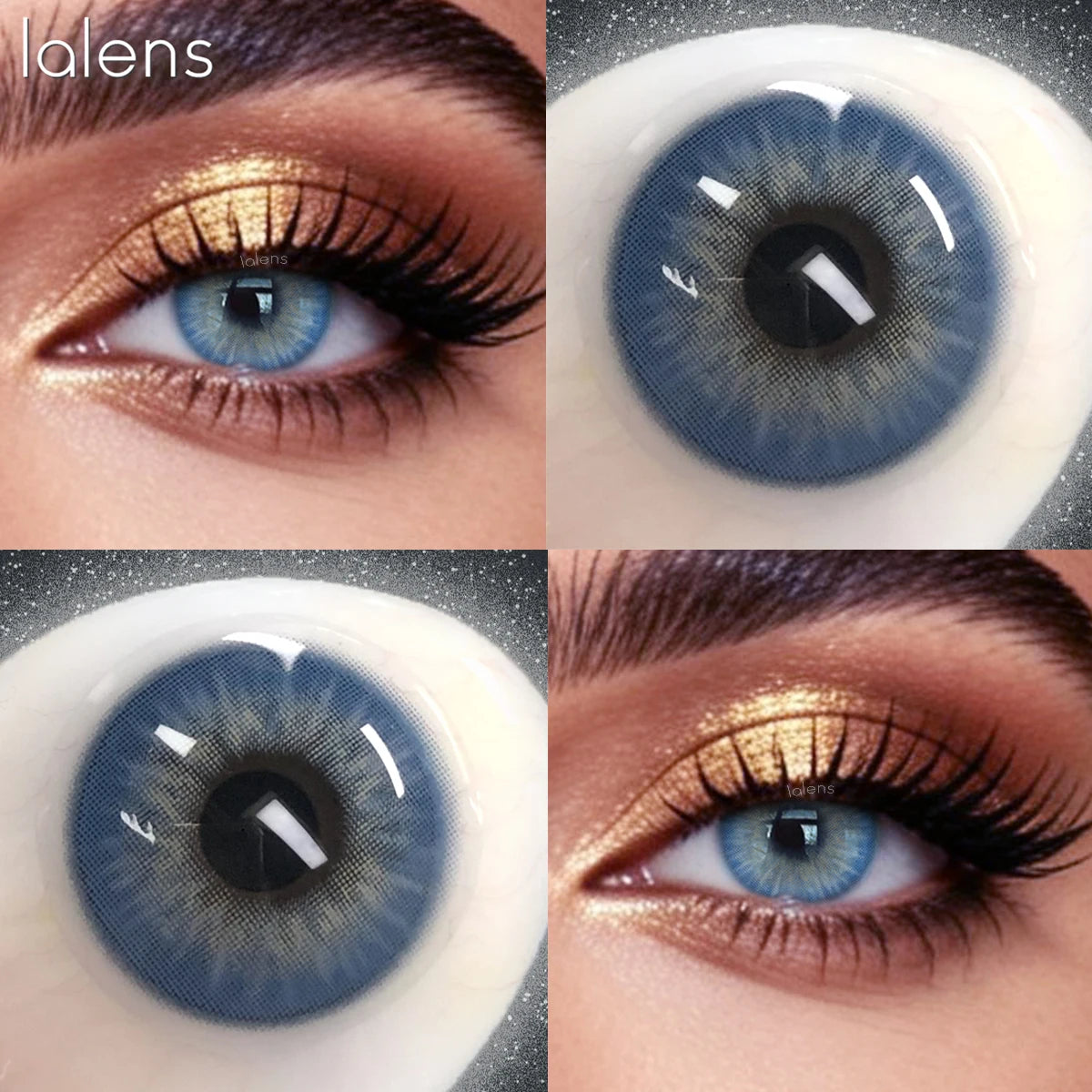 Lalens 14.0mm Small Pupil Natural Sin Blue Green Colored Contact Lenses Half Yearly Soft Lens Fashion Cosmetic Eyewear Contacts