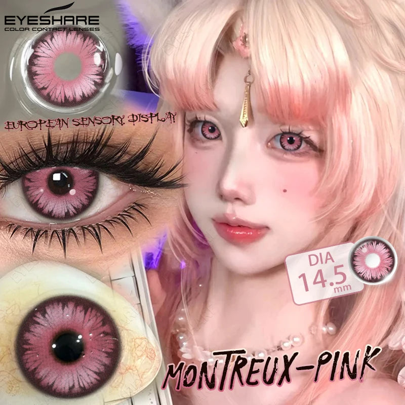 EYESHARE Anime Purple Lenses Color Contact Lenses for Cosplay Pink Cute Contact Red Lenses for Halloween Blue Colored Pupils Y2K