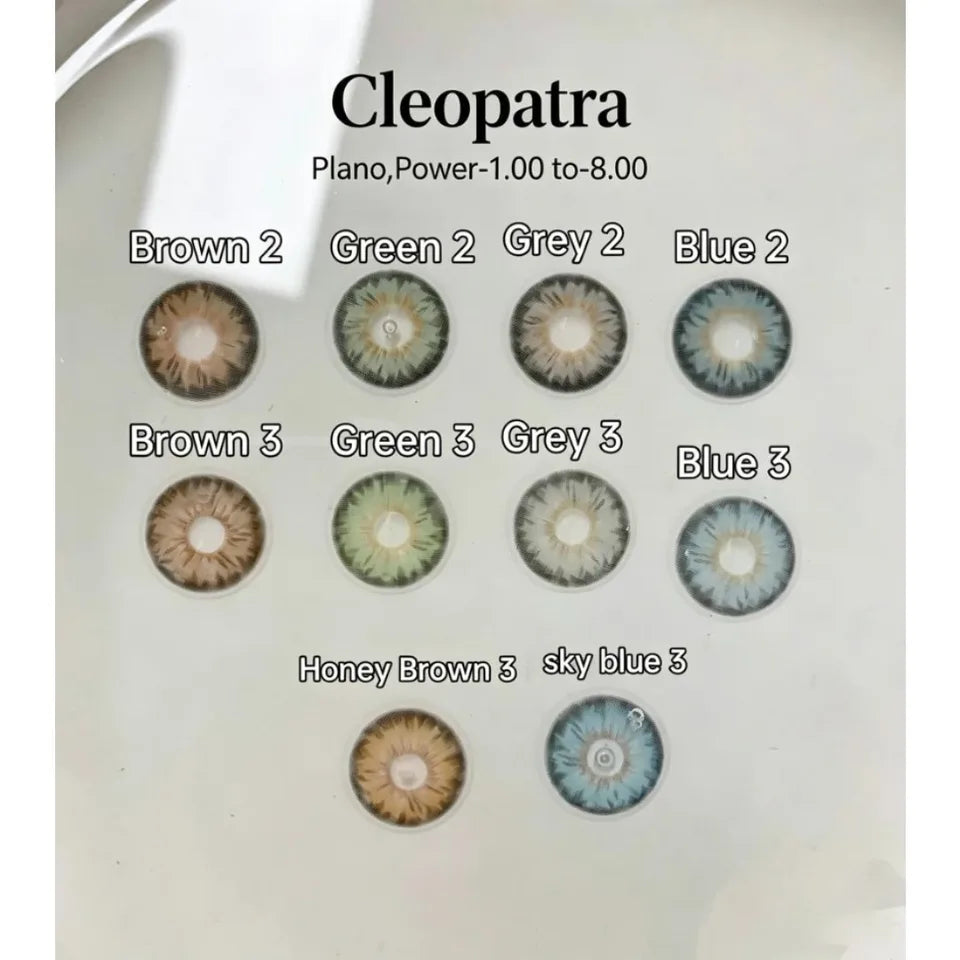 Visuashow Cleopatra Blue Colored Contact Lenses 2Pcs Half Year 14.2mm Small Pupil Natural Cosmetic Lenses Daily Makeup For Women