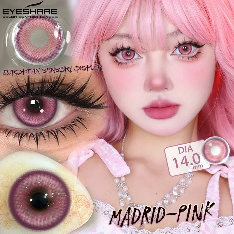 EYESHARE Anime Purple Lenses Color Contact Lenses for Cosplay Pink Cute Contact Red Lenses for Halloween Blue Colored Pupils Y2K