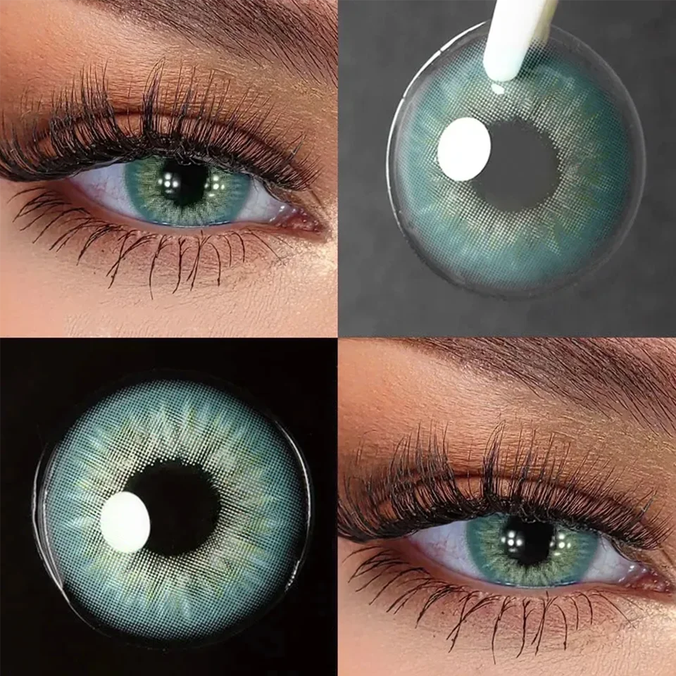 Lalens 14.0mm Small Pupil Natural Sin Blue Green Colored Contact Lenses Half Yearly Soft Lens Fashion Cosmetic Eyewear Contacts