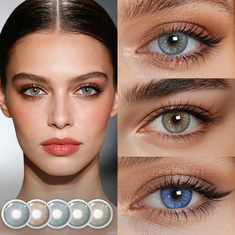 Lalens 14.5mm Natural Eye Beauty Brown Blue Colored Contact Lenses Half Yearly Soft Lens Cosmetic Eyewear For Women Daily Makeup