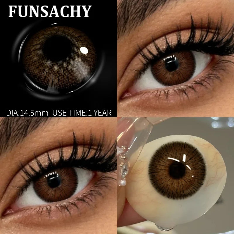 FUNSACHY 2pcs Natural Red Contact Lenses Beauty Pupils Colored Contact Lenses for Eyes Grey Blue Eye Korean Lens Women Yearly