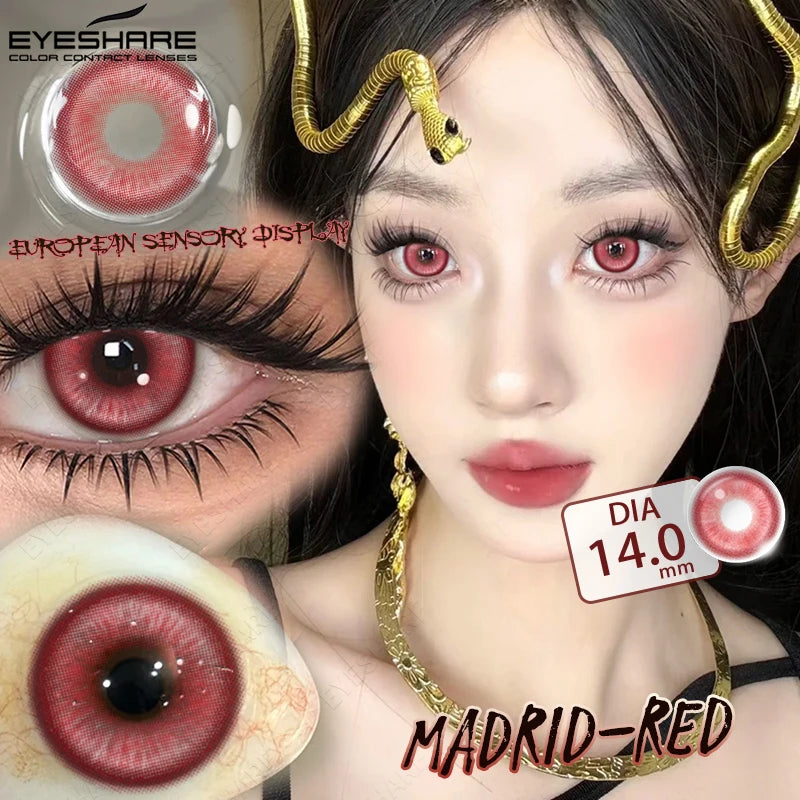 EYESHARE Anime Purple Lenses Color Contact Lenses for Cosplay Pink Cute Contact Red Lenses for Halloween Blue Colored Pupils Y2K