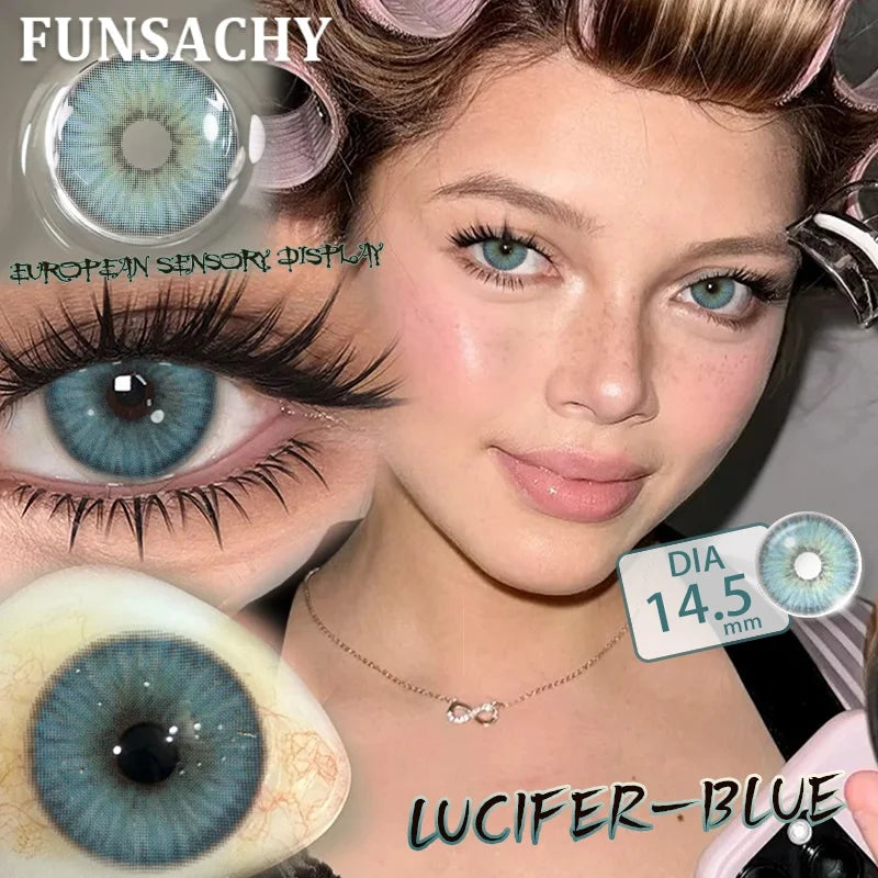 FUNSACHY 2pcs Natural Red Contact Lenses Beauty Pupils Colored Contact Lenses for Eyes Grey Blue Eye Korean Lens Women Yearly