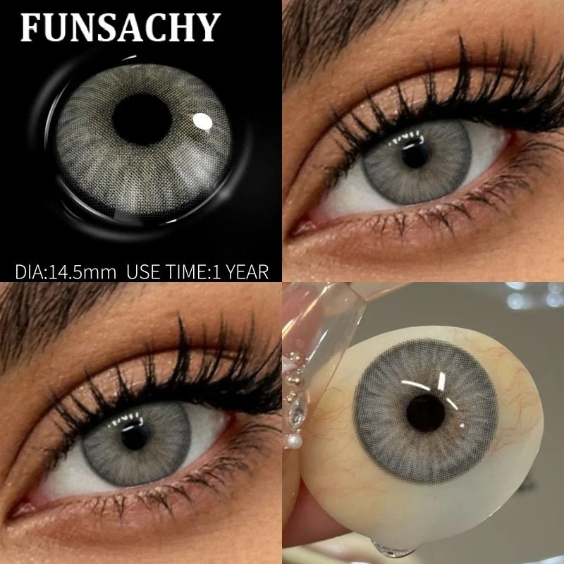 FUNSACHY 2pcs Natural Red Contact Lenses Beauty Pupils Colored Contact Lenses for Eyes Grey Blue Eye Korean Lens Women Yearly