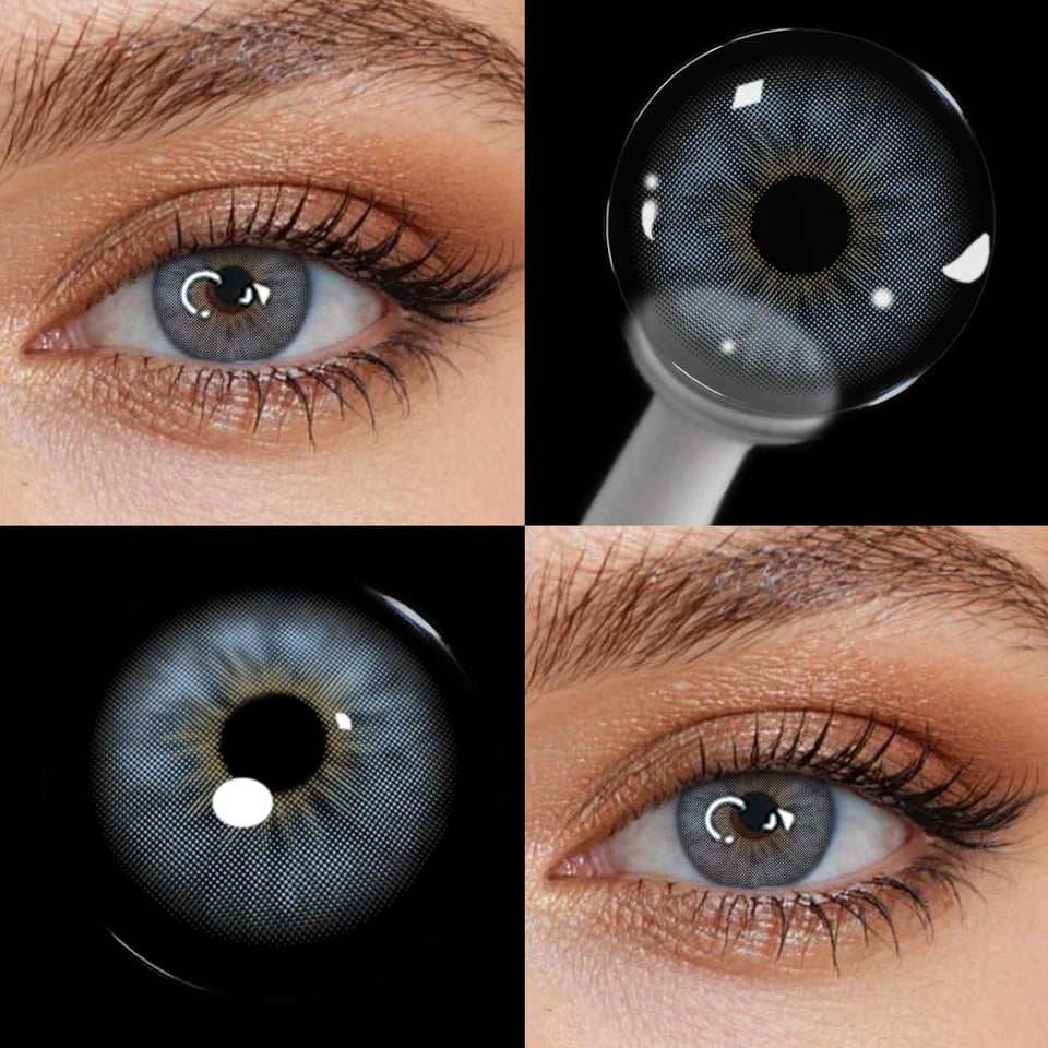 Visuashow Cleopatra Blue Colored Contact Lenses 2Pcs Half Year 14.2mm Small Pupil Natural Cosmetic Lenses Daily Makeup For Women