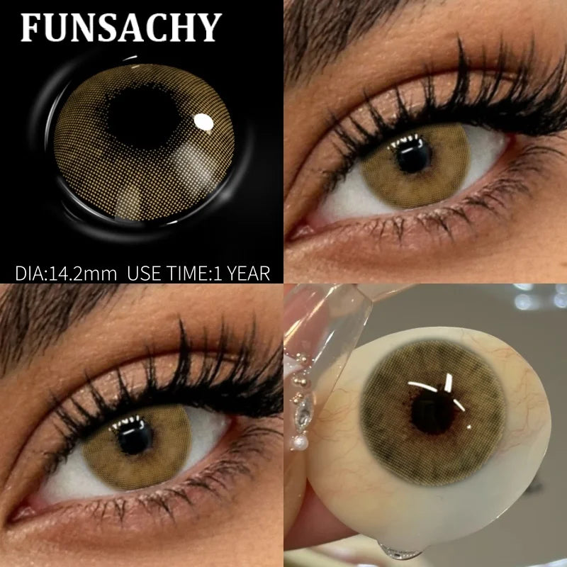 FUNSACHY 2pcs Natural Red Contact Lenses Beauty Pupils Colored Contact Lenses for Eyes Grey Blue Eye Korean Lens Women Yearly