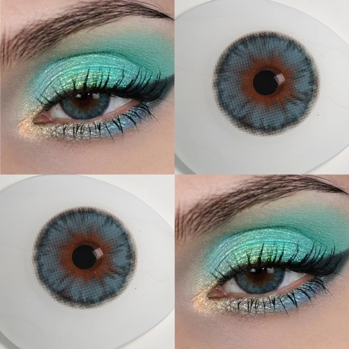 Visuashow Cleopatra Blue Colored Contact Lenses 2Pcs Half Year 14.2mm Small Pupil Natural Cosmetic Lenses Daily Makeup For Women