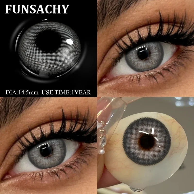 FUNSACHY 2pcs Natural Red Contact Lenses Beauty Pupils Colored Contact Lenses for Eyes Grey Blue Eye Korean Lens Women Yearly