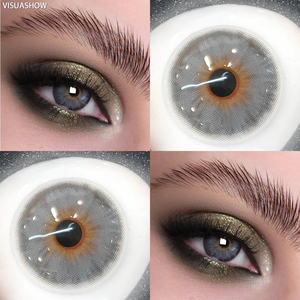 Visuashow Cleopatra Blue Colored Contact Lenses 2Pcs Half Year 14.2mm Small Pupil Natural Cosmetic Lenses Daily Makeup For Women