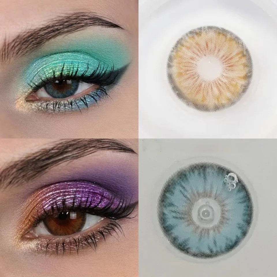 Visuashow Cleopatra Blue Colored Contact Lenses 2Pcs Half Year 14.2mm Small Pupil Natural Cosmetic Lenses Daily Makeup For Women