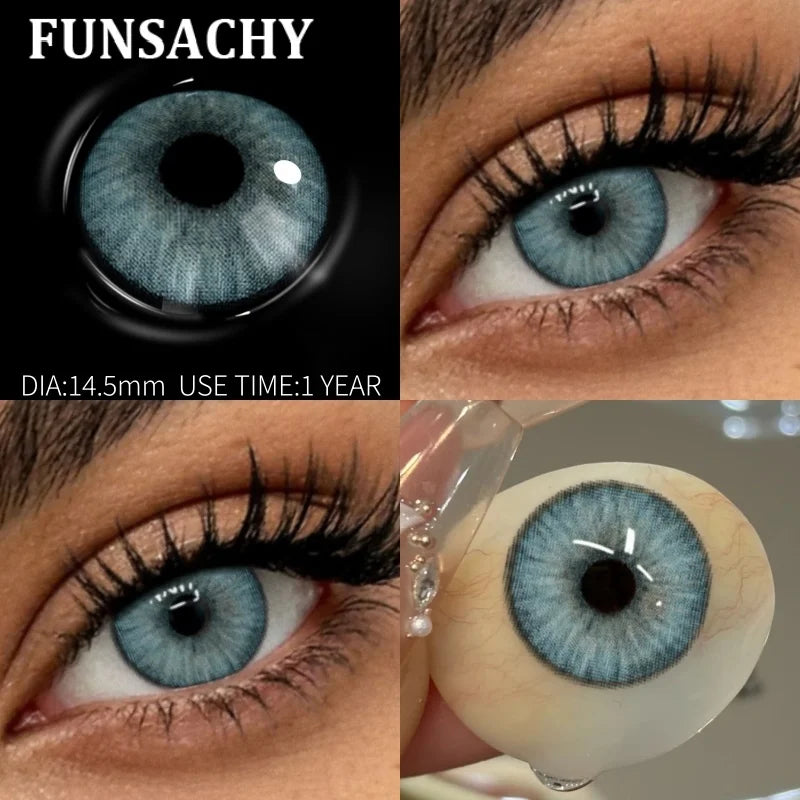 FUNSACHY 2pcs Natural Red Contact Lenses Beauty Pupils Colored Contact Lenses for Eyes Grey Blue Eye Korean Lens Women Yearly