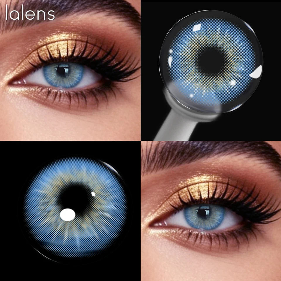 Lalens 14.0mm Small Pupil Natural Sin Blue Green Colored Contact Lenses Half Yearly Soft Lens Fashion Cosmetic Eyewear Contacts