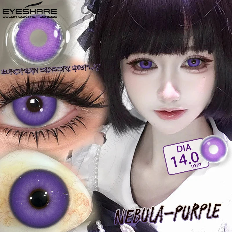 EYESHARE Anime Purple Lenses Color Contact Lenses for Cosplay Pink Cute Contact Red Lenses for Halloween Blue Colored Pupils Y2K