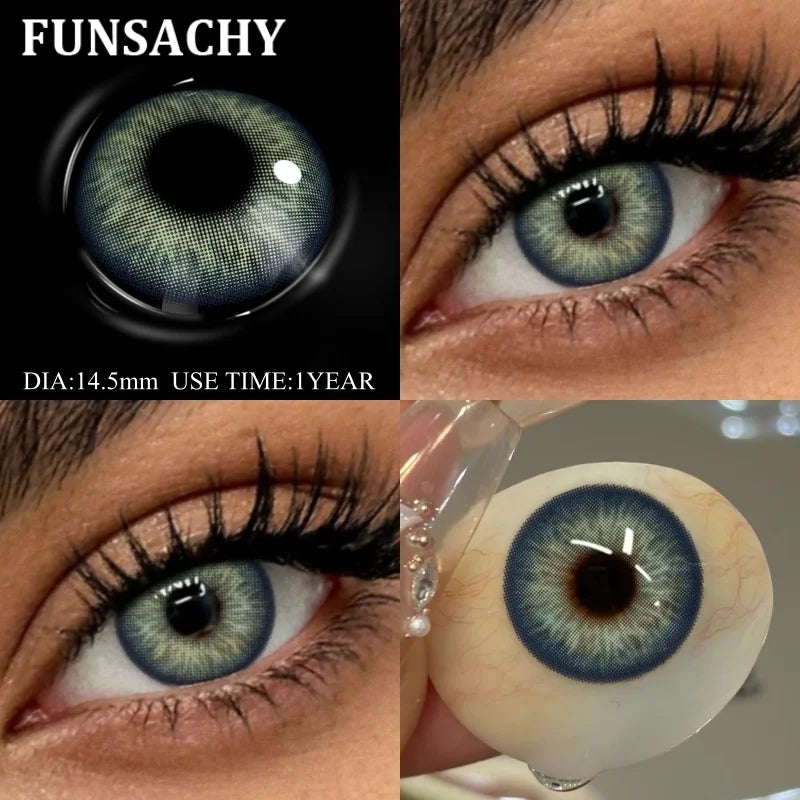 FUNSACHY 2pcs Natural Red Contact Lenses Beauty Pupils Colored Contact Lenses for Eyes Grey Blue Eye Korean Lens Women Yearly
