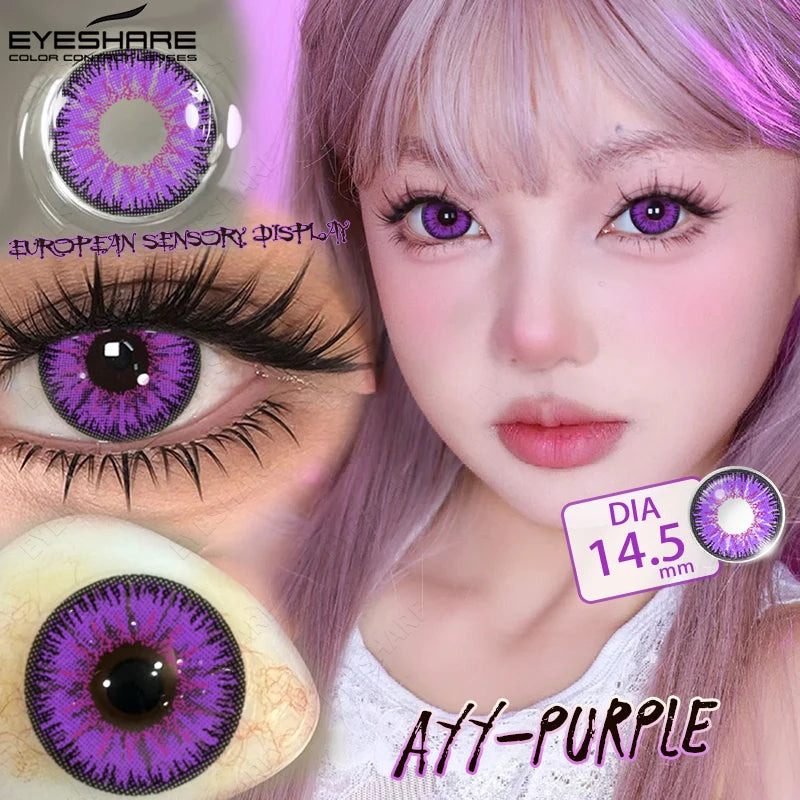 EYESHARE Anime Purple Lenses Color Contact Lenses for Cosplay Pink Cute Contact Red Lenses for Halloween Blue Colored Pupils Y2K