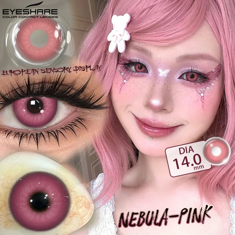 EYESHARE Anime Purple Lenses Color Contact Lenses for Cosplay Pink Cute Contact Red Lenses for Halloween Blue Colored Pupils Y2K