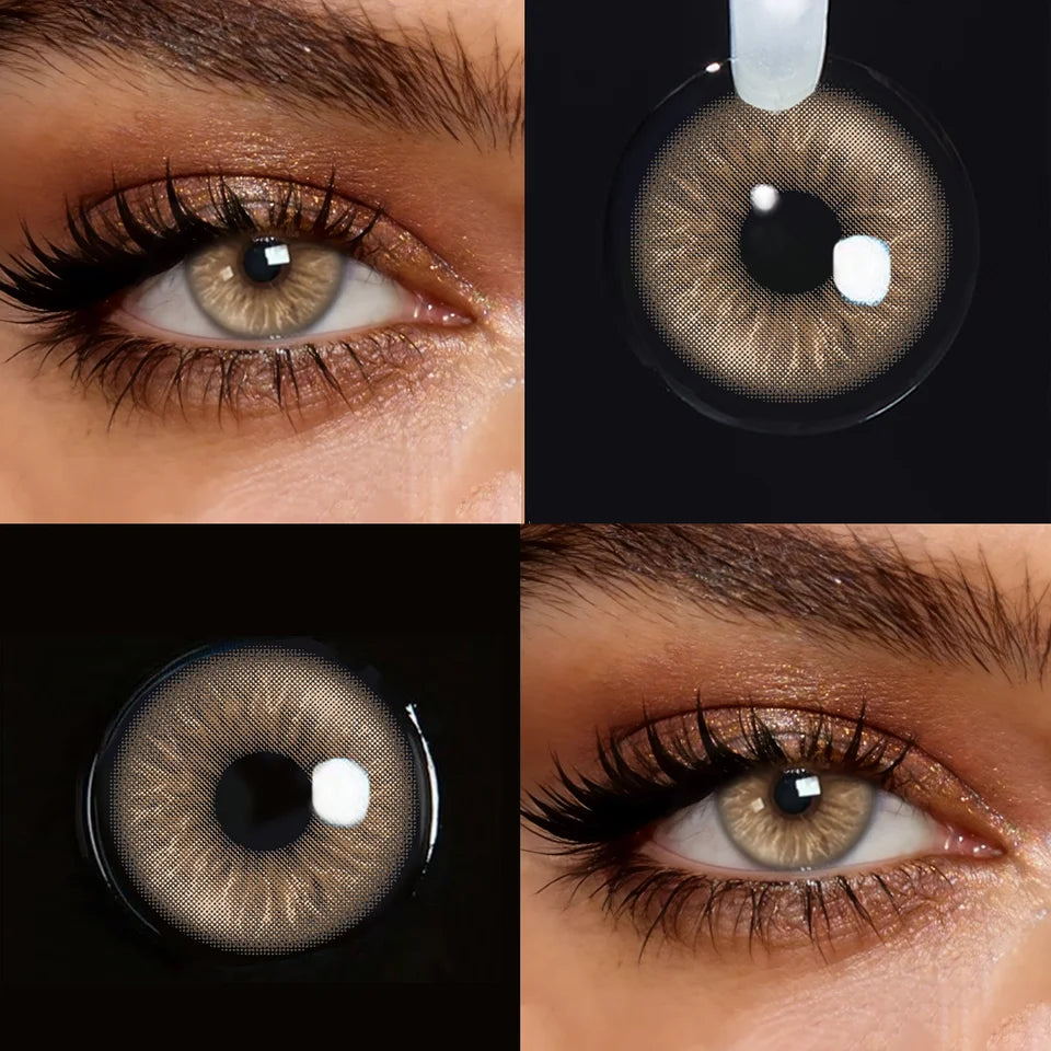 Lalens 14.5mm Natural Eye Beauty Brown Blue Colored Contact Lenses Half Yearly Soft Lens Cosmetic Eyewear For Women Daily Makeup