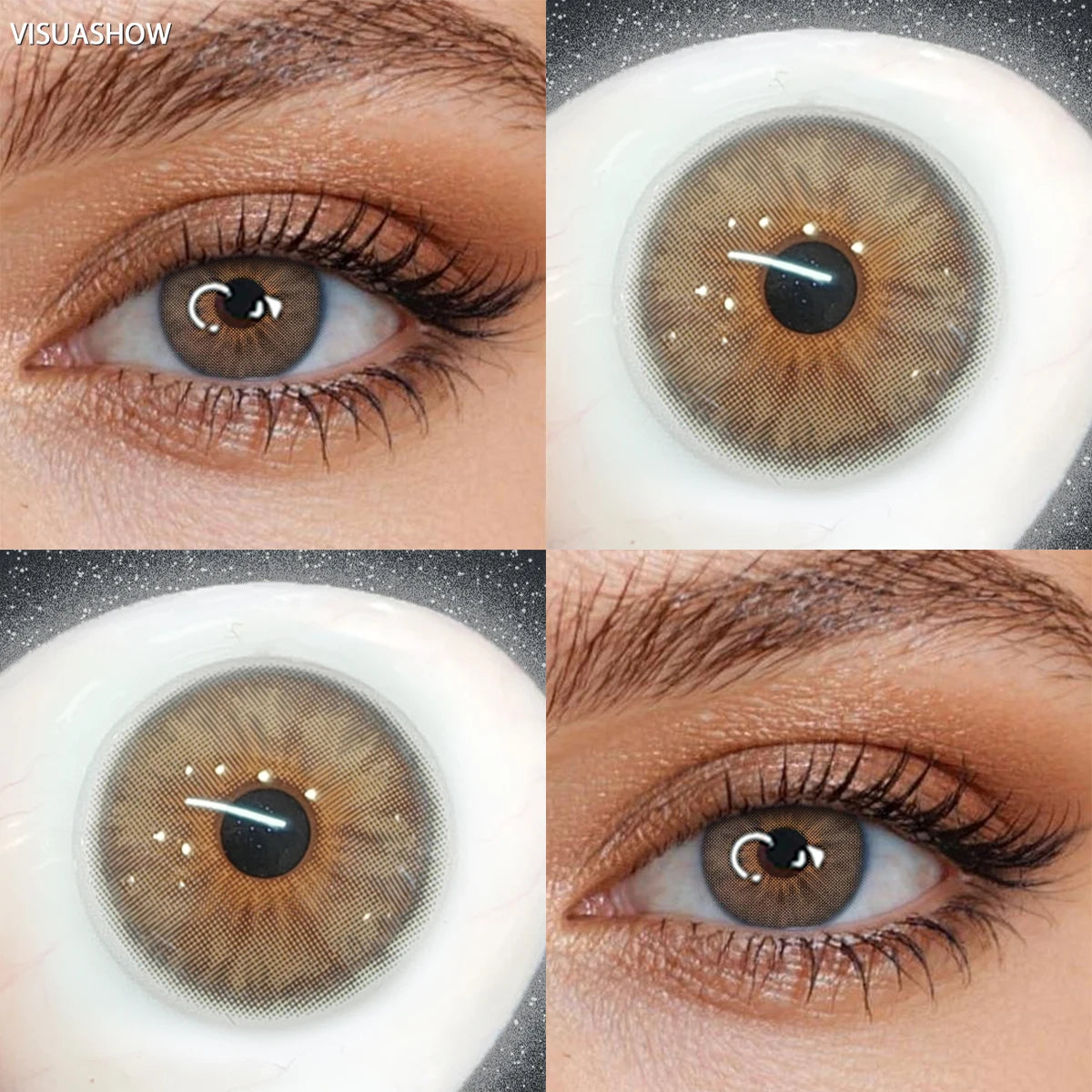 Visuashow Cleopatra Blue Colored Contact Lenses 2Pcs Half Year 14.2mm Small Pupil Natural Cosmetic Lenses Daily Makeup For Women