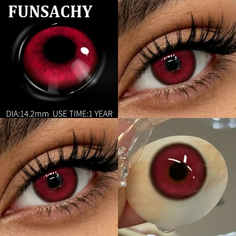 FUNSACHY 2pcs Natural Red Contact Lenses Beauty Pupils Colored Contact Lenses for Eyes Grey Blue Eye Korean Lens Women Yearly