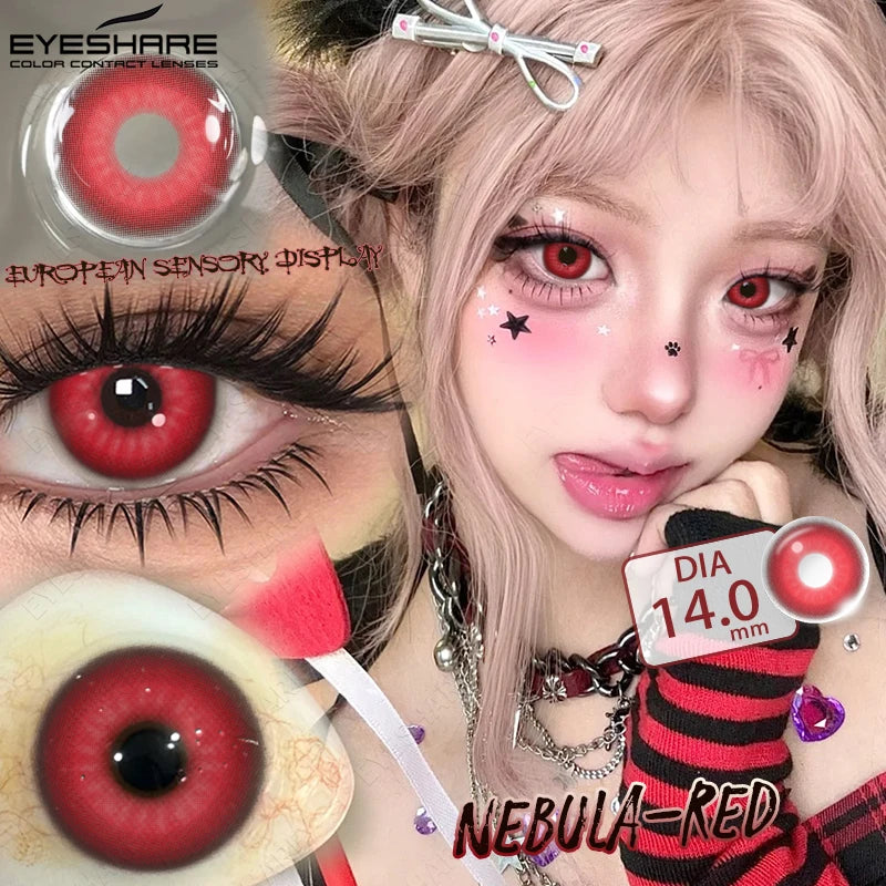 EYESHARE Anime Purple Lenses Color Contact Lenses for Cosplay Pink Cute Contact Red Lenses for Halloween Blue Colored Pupils Y2K