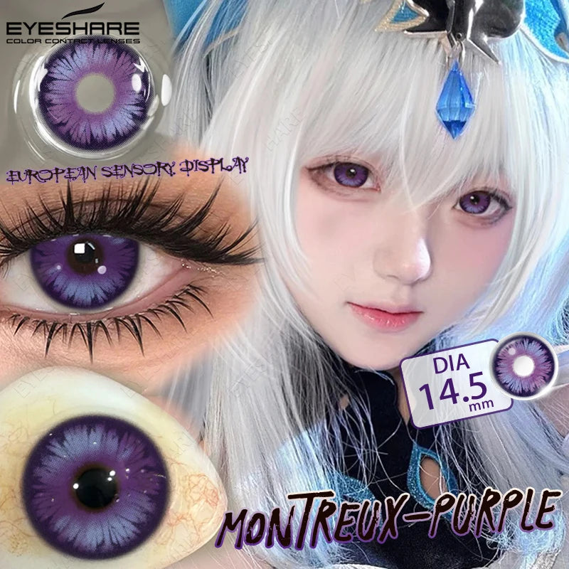 EYESHARE Anime Purple Lenses Color Contact Lenses for Cosplay Pink Cute Contact Red Lenses for Halloween Blue Colored Pupils Y2K