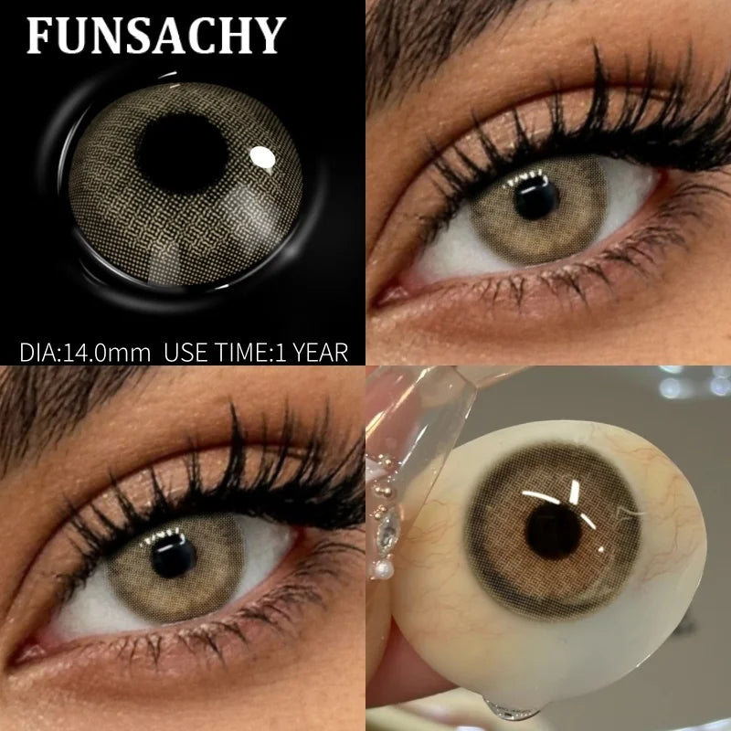 FUNSACHY 2pcs Natural Red Contact Lenses Beauty Pupils Colored Contact Lenses for Eyes Grey Blue Eye Korean Lens Women Yearly