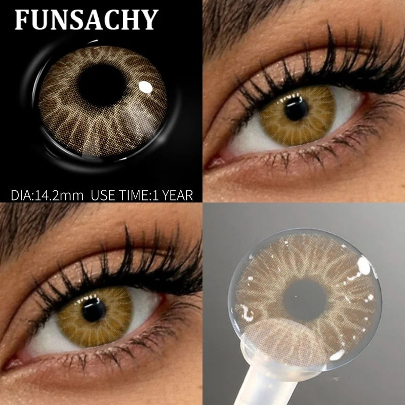 FUNSACHY 2pcs Natural Red Contact Lenses Beauty Pupils Colored Contact Lenses for Eyes Grey Blue Eye Korean Lens Women Yearly