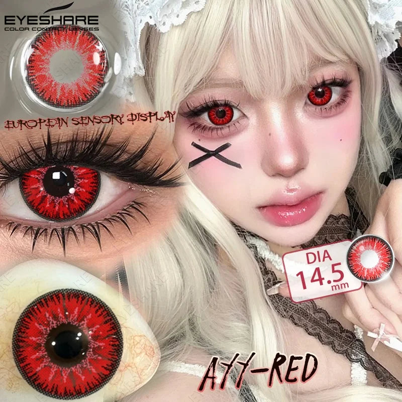 EYESHARE Anime Purple Lenses Color Contact Lenses for Cosplay Pink Cute Contact Red Lenses for Halloween Blue Colored Pupils Y2K