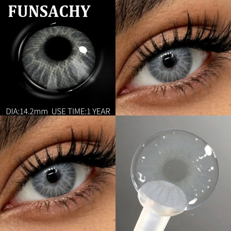 FUNSACHY 2pcs Natural Red Contact Lenses Beauty Pupils Colored Contact Lenses for Eyes Grey Blue Eye Korean Lens Women Yearly