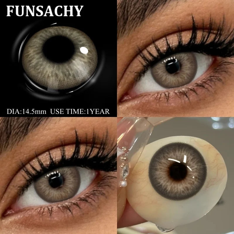 FUNSACHY 2pcs Natural Red Contact Lenses Beauty Pupils Colored Contact Lenses for Eyes Grey Blue Eye Korean Lens Women Yearly