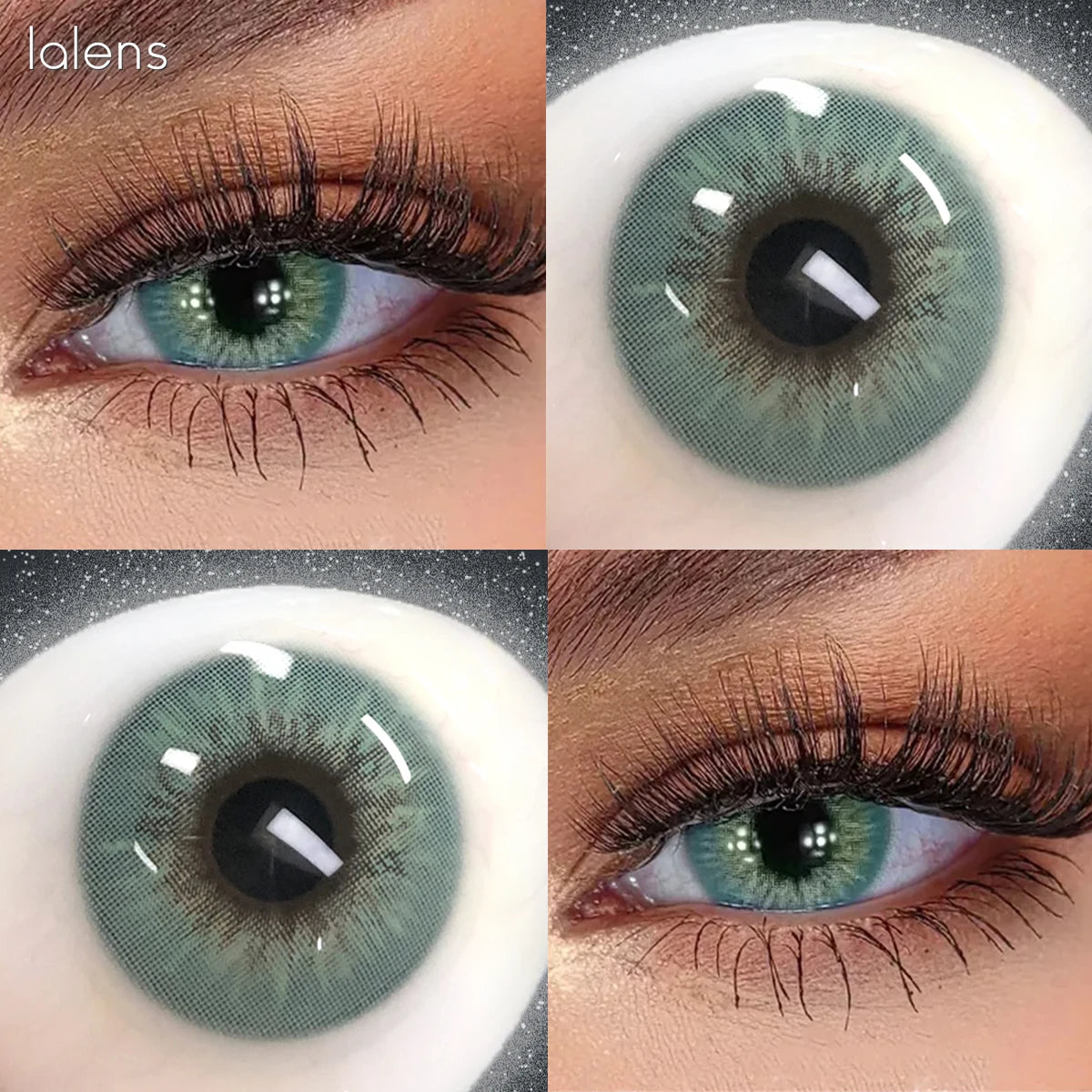 Lalens 14.0mm Small Pupil Natural Sin Blue Green Colored Contact Lenses Half Yearly Soft Lens Fashion Cosmetic Eyewear Contacts