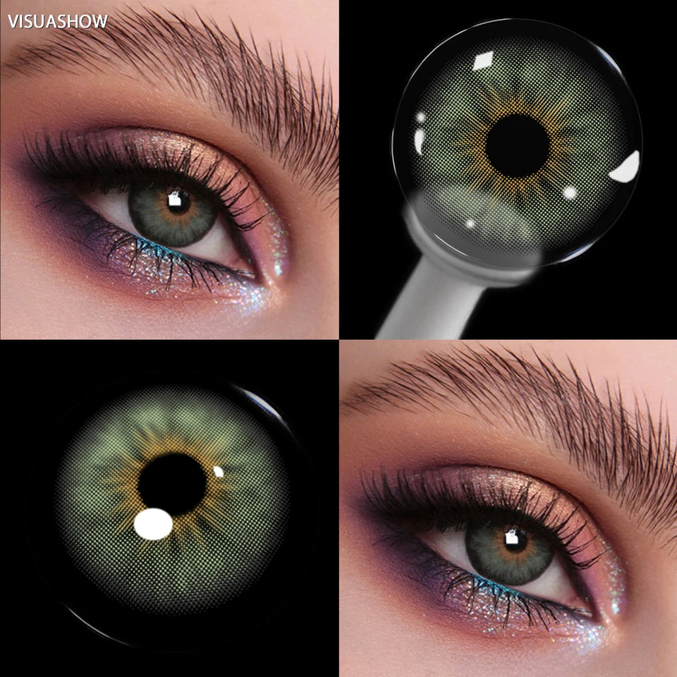 Visuashow Cleopatra Blue Colored Contact Lenses 2Pcs Half Year 14.2mm Small Pupil Natural Cosmetic Lenses Daily Makeup For Women