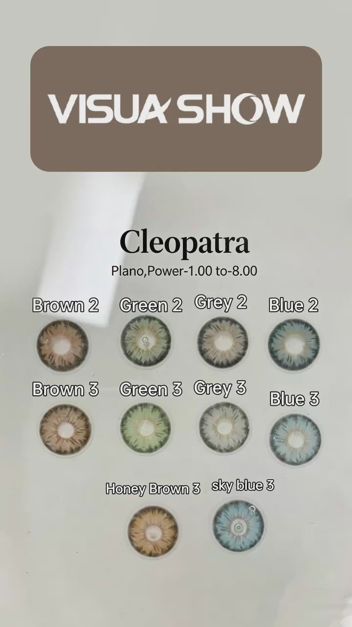 Visuashow Cleopatra Blue Colored Contact Lenses 2Pcs Half Year 14.2mm Small Pupil Natural Cosmetic Lenses Daily Makeup For Women